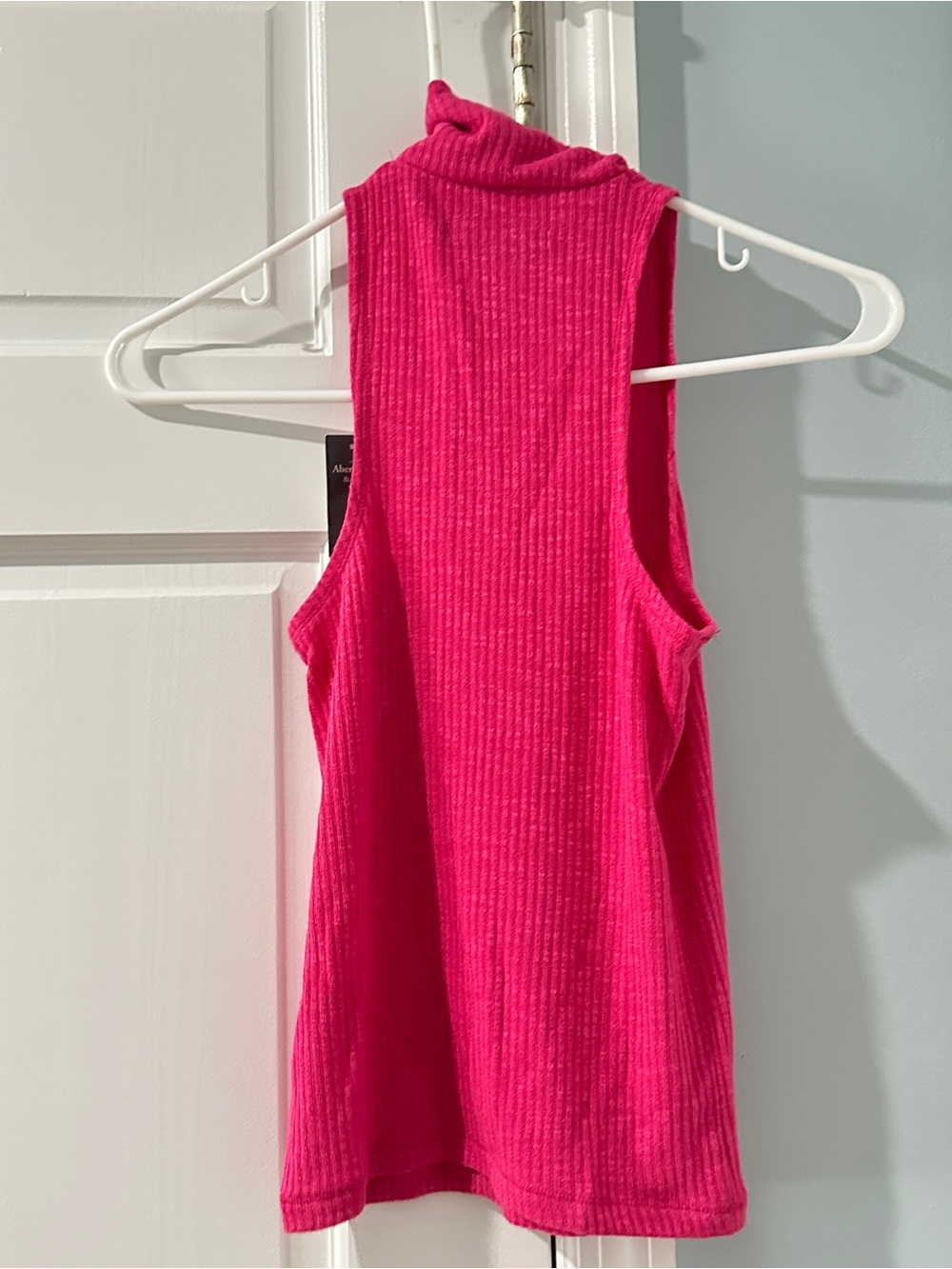 Abercrombie & Fitch Ribbed Mock Neck Tank - Hot Pink